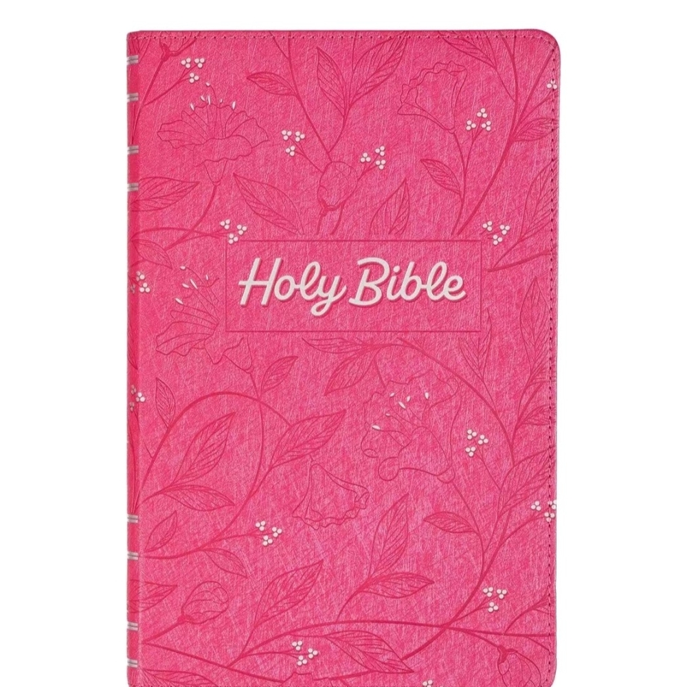 Pink Floral Embossed Holy Bible | Elegant Faith-Inspired Gift 🌸